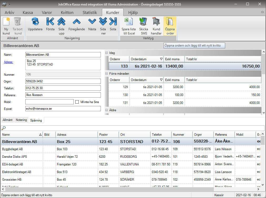 Skapa och hämta en order från Visma Administration med JobOffice Kassasystem
