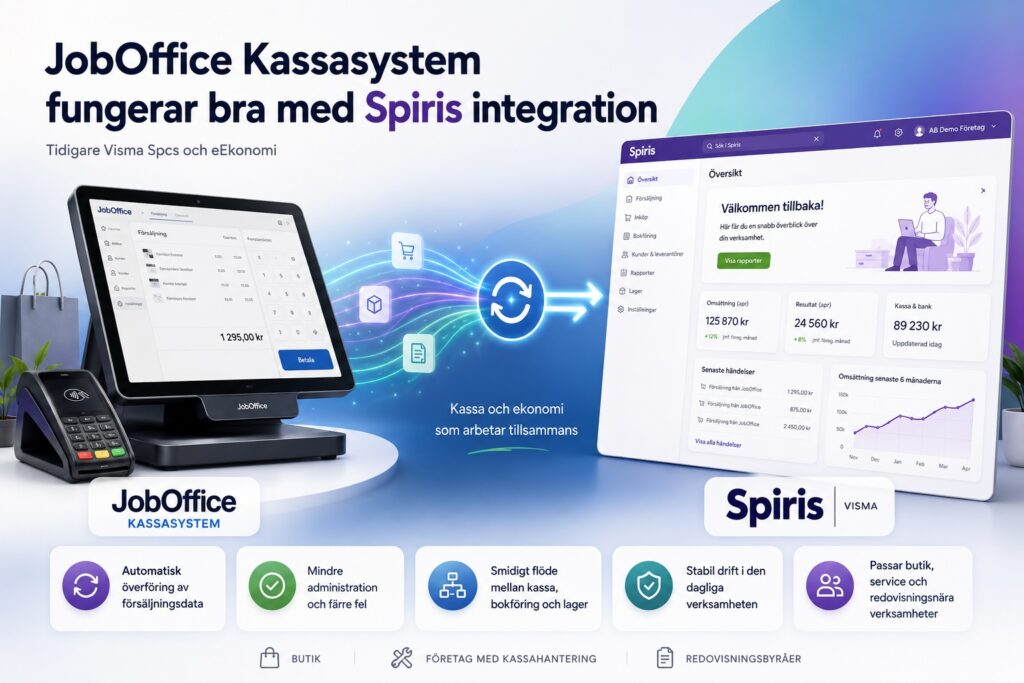 JobOffice kassasystem med Spiris integration